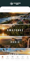 Tela de estados do Viajantes App